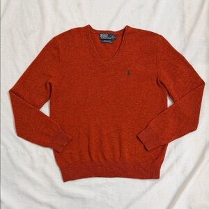Polo Ralph Lauren Lambswool Men's V-Neck Sweater in Rich Orange Size Large